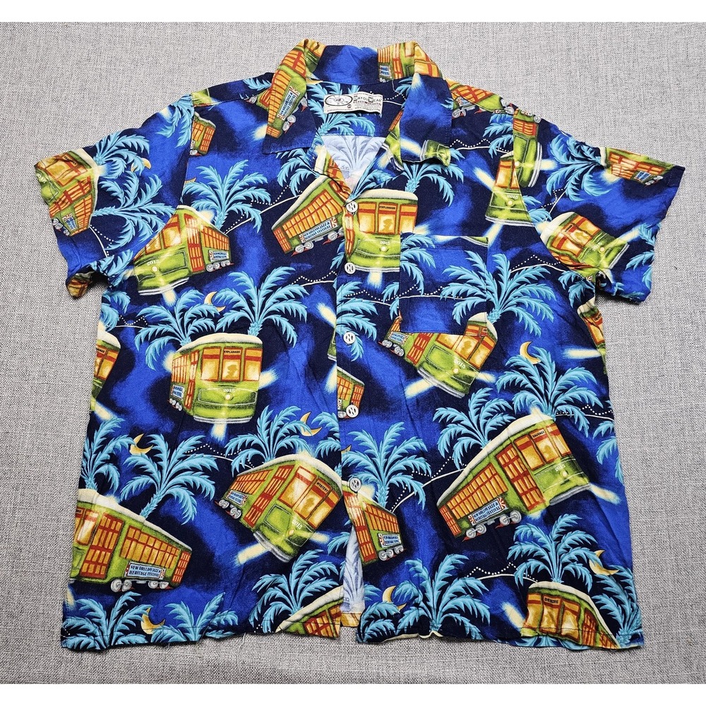 VTG Bayou Wear Art 4 Now Shirt Mens 3XL Jazz Fest Hawaiian Aloha Camp